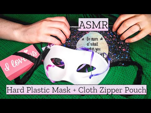 ASMR 🌸 Tapping & Scratching {Hard Plastic Mask & Cloth Zipper Bag} Soft Spoken