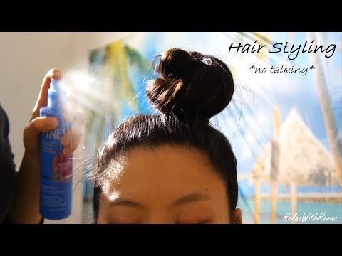 ASMR *HAIR STYLING* (No Talking) Brushing Knots, De-greasing, BIG BUN, LAYING EDGES w. Hair Products