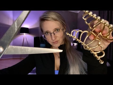 Fast Hair Play ASMR and Styling (clipping, brushing, snipping, straightening)