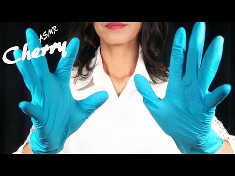 【ASMR】Light Blue Latex Gloves Slowly Hand Move 하늘색 라텍스 장갑 천천히 손으로 움직입니다 / 水色ゴム手袋でゆっくりハンドムーブ