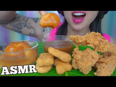 ASMR CHICKEN NUGGETS STRIPS + GRAVY MASH SAUCE (EATING SOUNDS) LIGHT WHISPERS | SAS-ASMR