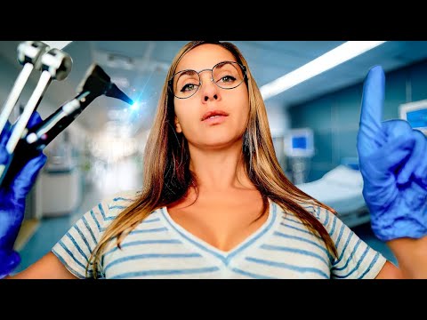 ASMR Soft Spoken Ear Cleaning Otoscope Exam, Tuning Forks, Personal Attention, Cranial Nerve Exam