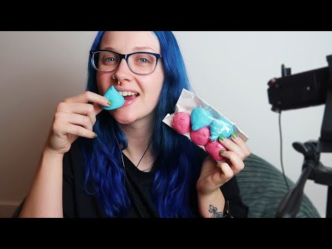 ASMR Pink & Blue Sugary Marshmallow Eating Sounds Mukbang (NO TALKING) 💗💙