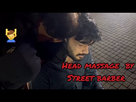 Asain head,neck,ear, massage by local and clever barber