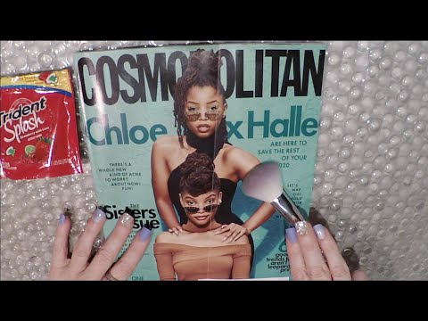 ASMR Gum Chewing Magazine Flip Through | Close Tingly Whisper | Cosmopolitan | Chloe X Halle