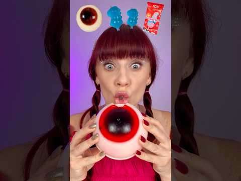 ASMR Gummy Eyeball Lollipop, Jelly Animals Candy #shorts