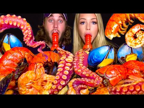 ASMR SEAFOOD BOIL, GARLIC BUTTER LOBSTER TAIL, OCTOPUS, MUSSELS RECIPE, SCALLOPS, COOKING MUKBANG 먹방