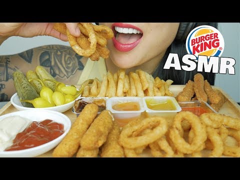 ASMR BURGER KING ONION RINGS + MOZZARELLA STICKS + CHICKEN FRIES (CRUNCHY EATING SOUNDS) | SAS-ASMR