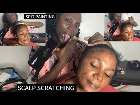 ASMR EAR CLEANING SPIT PAINTING, SCALP SCRATCHING EAR EATING WITH GUM CHEWING FOR SLEEP
