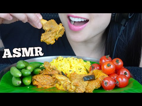 ASMR EATING MUTTON CURRY + GARLIC RICE + VEGGIES (EATING SOUNDS) NO TALKING | SAS-ASMR