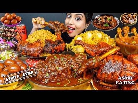 ASMR Eating Spicy Mughlai Chicken Biryani,Tangdi Chicken Curry,Mutton Curry Masala Big Bites Mukbang