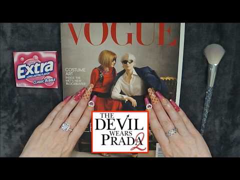 ASMR Gum Chewing Magazine Flip Through | Devil Wears Prada 2 Vogue | Whispered Page Turning