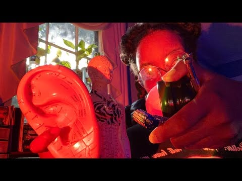 ASMR NO TALKING acupuncture doll/ear massaging, gripping, rollerball + other tools