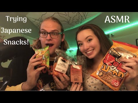 (ASMR) Trying Japanese Snacks ft. Anders! (eating, crinkling and crunching sounds)