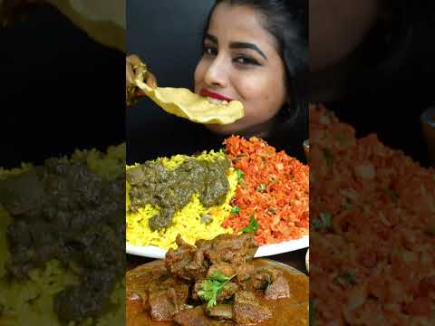 ASMR Eating Spicy Mutton Curry,Fish Fry,Dal Tadka,Egg Curry,Jeera Rice Big Bites ASMR Eating Mukbang