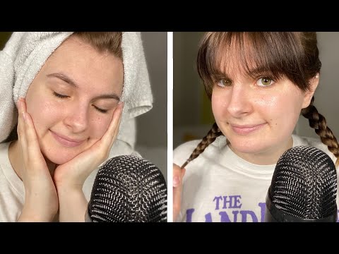 ASMR | GRWM for Bed (chill hangout w/ hair play and skincare)♥️♥️