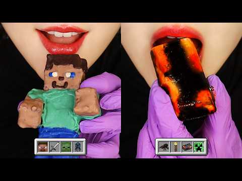 MINECRAFT FOOD IN REAL LIFE ASMR ICE CRISPY ASMR CHOCOLATE EATING SOUND ASMR 🍫