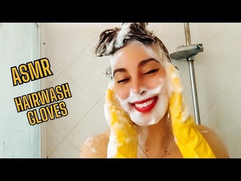 ASMR HAIR WASH - SHOWER ROUTINE - KITCHEN GLOVES