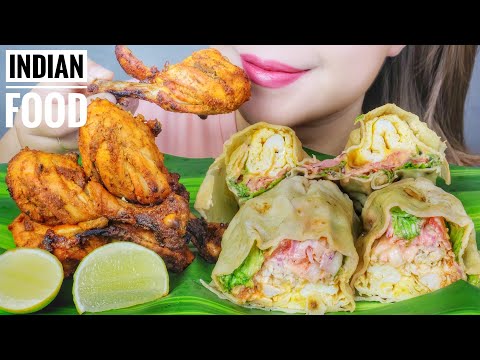 ASMR INDIAN FOOD (GRILLED CHICKEN X INDIAN KEBAB) , EATING SOUNDS | LINH-ASMR