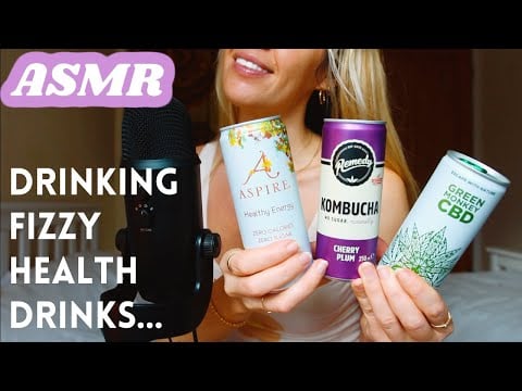 ASMR Drinking FIZZY Can DRINKS | TAPPING | GULPING | Breathing 탄산 건강 음료를 마시는