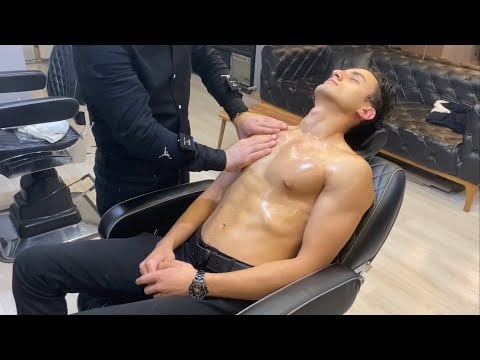MASSAGE THERAPY IN BARBER CHAIR - Asmr Body Massage Sleep