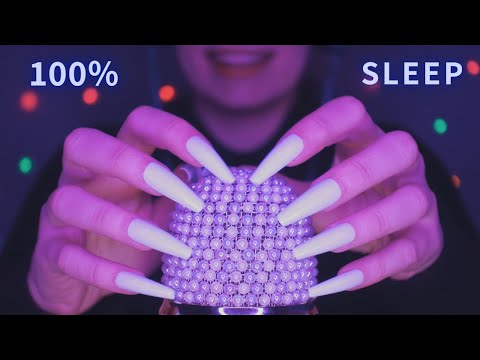 Asmr Mic Scratching - Brain Scratching with Rhinestones on Mic & Long Nails No Talking for Sleep 1H