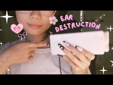 fast and aggressive asmr | destroying your ears with my fake nails (scratching, tapping, cupping)