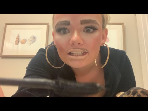 ASMR - British chav does your makeup in class ( gum chewing, aggressive brushing, etc)