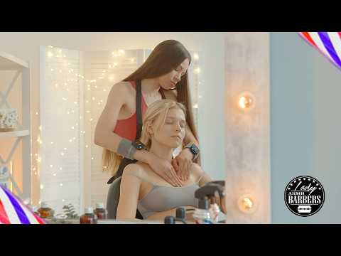 ASMR Head Massage with Wood Stick and Shoulders Massage by Barber Lady Sandra