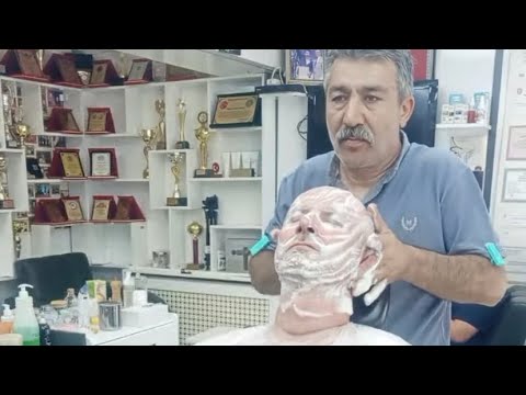 ASMR RELAXING SKIN CARE AND BACK MASSAGE IN BARBER CHAIR