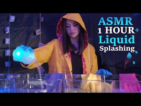 ASMR [ 1 Hour Liquid Splashing ] | Latex Gloves | Rain Coat