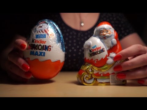 Binaural ASMR. Kinder Surprise Eggs (X-mas, Whisper, Eating Sounds) | ASMR-dvent Calendar #21