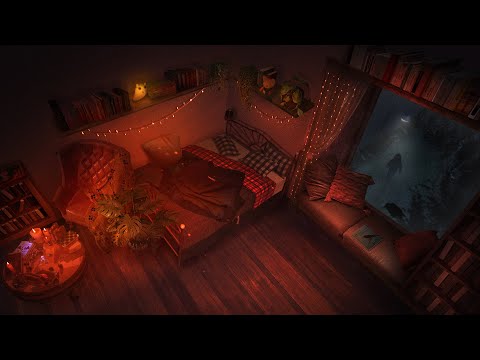 Cozy Bedroom (with a creep outside) | Ambient Soundscape