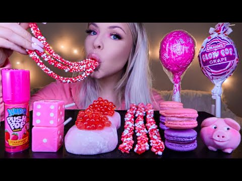 ASMR PINK FOODS, EDIBLE DICE, POPPING BOBA MOCHI, NERD ROPE, GIANT LOLLIPOP, MOST POPULAR MUKBANG 먹방