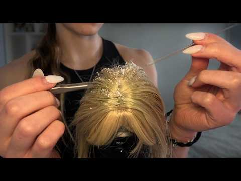 Wig on Mic Lice Check + Scalp Treatment (switching Soft-Spoken & Whispering) ASMR