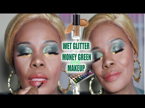 WET MONEY GREEN ASMR MAKEUP | FULL COVERAGE UP CLOSE