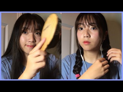 ASMR Doing my Hair and Makeup | Brushing hair, Playing with hair, Tapping etc. | NO TALKING