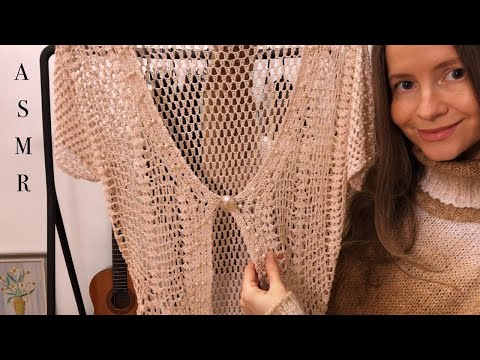 ASMR Thrift Haul 🤍 Vintage Y2K Fashion 🤍 Soft Spoken & Fabric Sounds 🤍