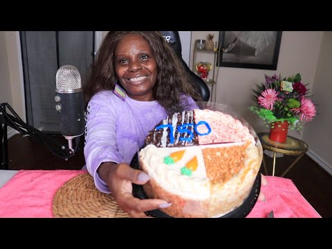 FOUR VARIETY CARAMEL/RED VELVET/CHOCOLATE/CARROT CAKE ASMR EATING SOUNDS