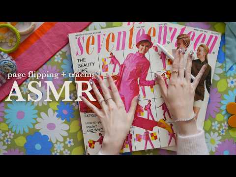 ASMR Whispering and Tracing Vintage Fashion Magazines 🌸 2+ HOURS Page Flipping (4K)