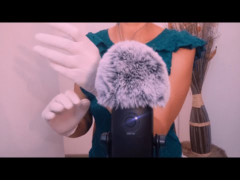 🎧 ASMR  *Sleep Well* White Latex Gloves Tingles  & Fluffy Mic Sounds (No Talking)