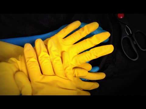 RUBBER GLOVES ✂ Cut & Rip old rubber gloves with 💋Whisper [[ASMR]]