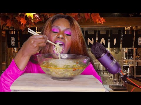 Spicy Ramen Noodles ASMR Eating Sounds