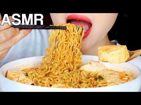 ASMR Silken Tofu Spicy Yeol Ramyun Soupy Noodles 순두부 열라면 먹방 Eating Sounds Mukbang