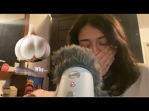 eating a single raw garlic clove (asmr)