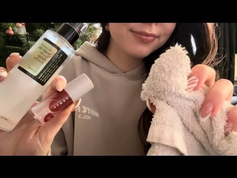 ASMR - Relaxing Winter Facial for Sleep 💤 (mouth sounds/soft whispers)