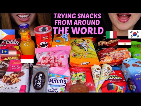 ASMR TRYING SNACKS FROM ALL AROUND THE WORLD! 먹방