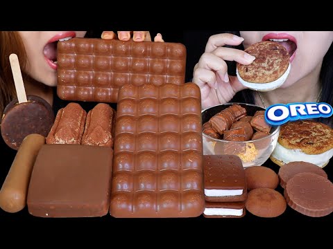 ASMR GIANT BUBBLY AERO CHOCOLATE BAR, MINI KINDER OREO COOKIE CEREAL, MINI ICE CREAM, KLONDIKE BAR먹방