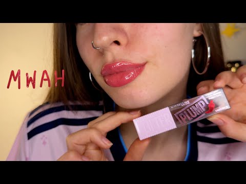 ASMR (close up) блеск для губ,поцелуи,звуки рта ♡(˃͈ ˂͈ )