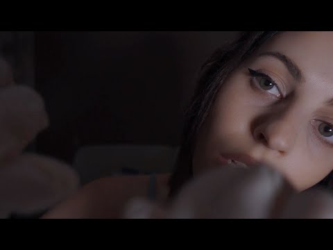 ASMR Latex Gloves + Face Oil (oily latex gloves sounds, whispers) ear to ear